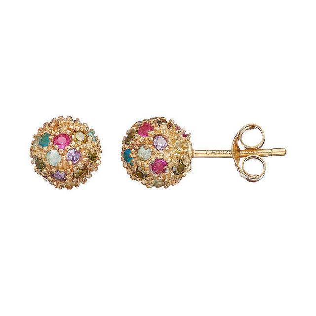 Sophie Miller Cubic Zirconia & Lab-Created Ruby Ball Stud Earrings, Womens, Multicolor Product Image