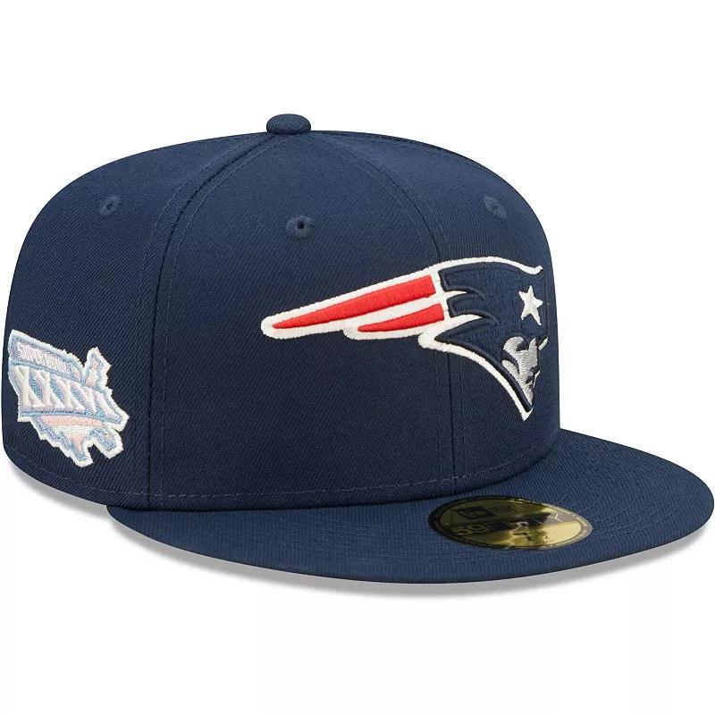 Mens New Era New England Patriots Super Bowl XXXVI Purple Pop 59FIFTY Fitted Hat Blue Product Image