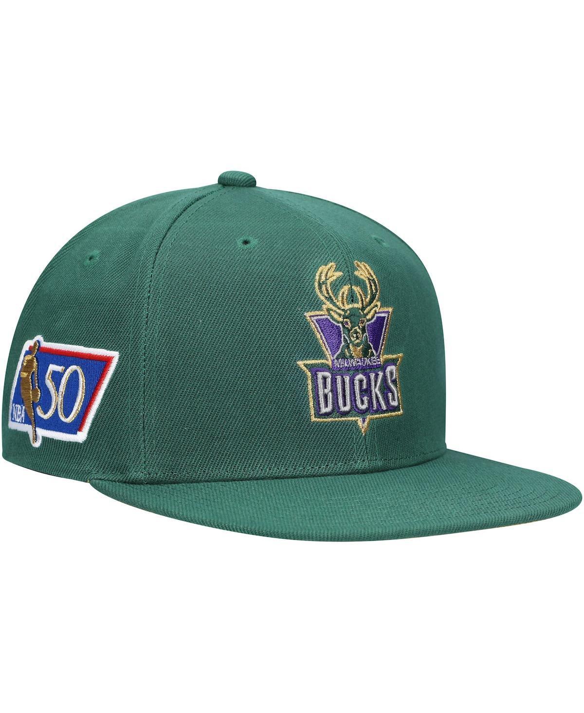 Mens Mitchell & Ness Milwaukee Bucks 50th Anniversary Snapback Hat Product Image