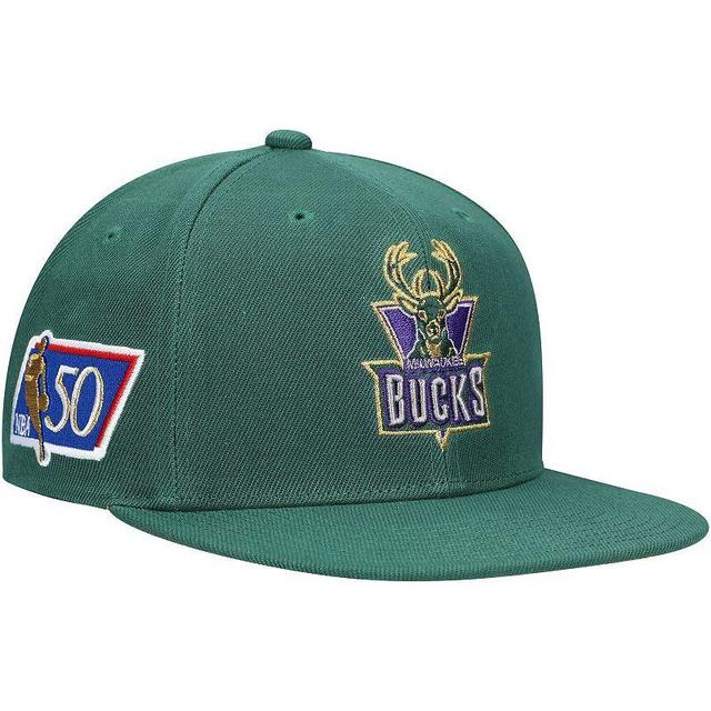 Mens Mitchell & Ness Milwaukee Bucks 50th Anniversary Snapback Hat Product Image