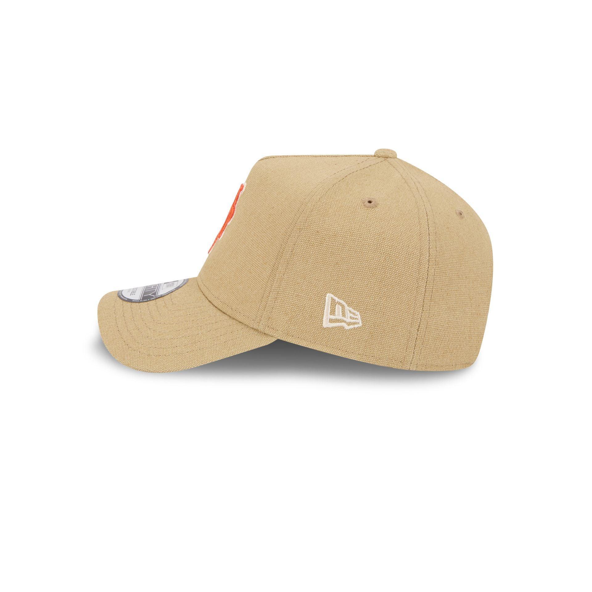 New York Mets Logo Essentials Khaki 9FORTY A-Frame Snapback Hat Male Product Image