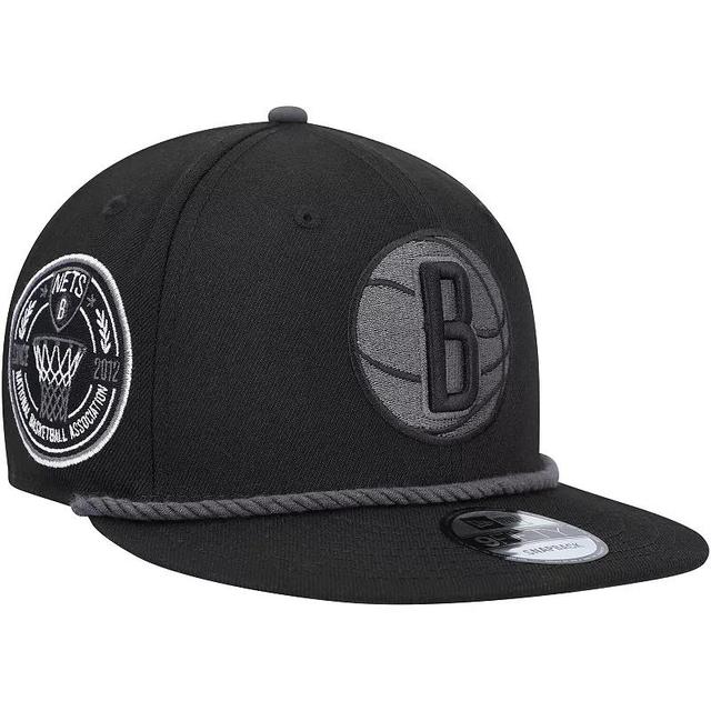 Mens New Era Black Brooklyn Nets Back Laurels 9FIFTY Snapback Hat Product Image