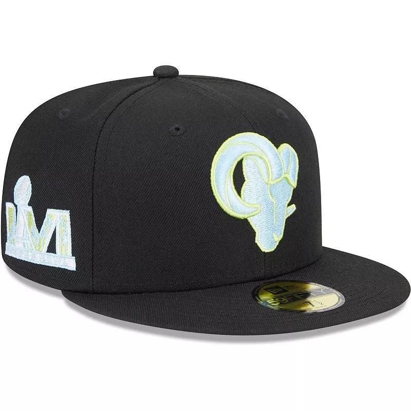 Mens New Era Black Los Angeles Rams Multi 59FIFTY Fitted Hat Product Image