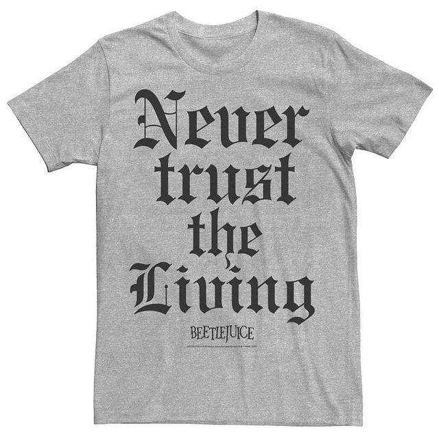 Mens Beetlejuice Never Trust The Living Text Tee Athletic Grey Product Image