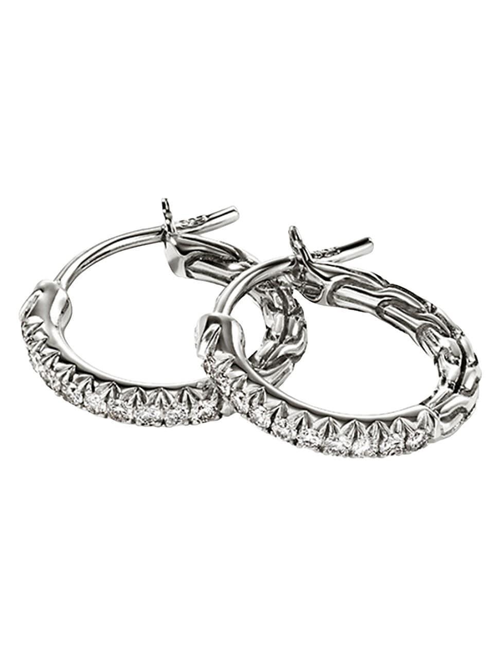 Womens JH Essentials Sterling Silver & 0.16 TCW Diamond Pav Hoop Earrings Product Image