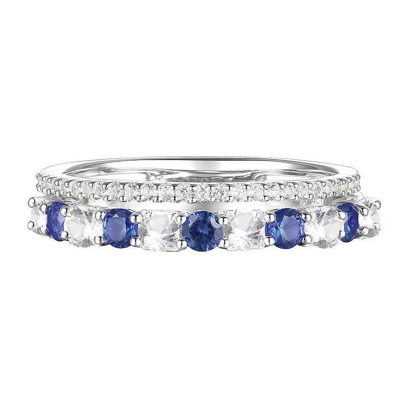 Sterling Silver Lab-Created Sapphire, Lab-Created White Sapphire Ring, Womens Product Image