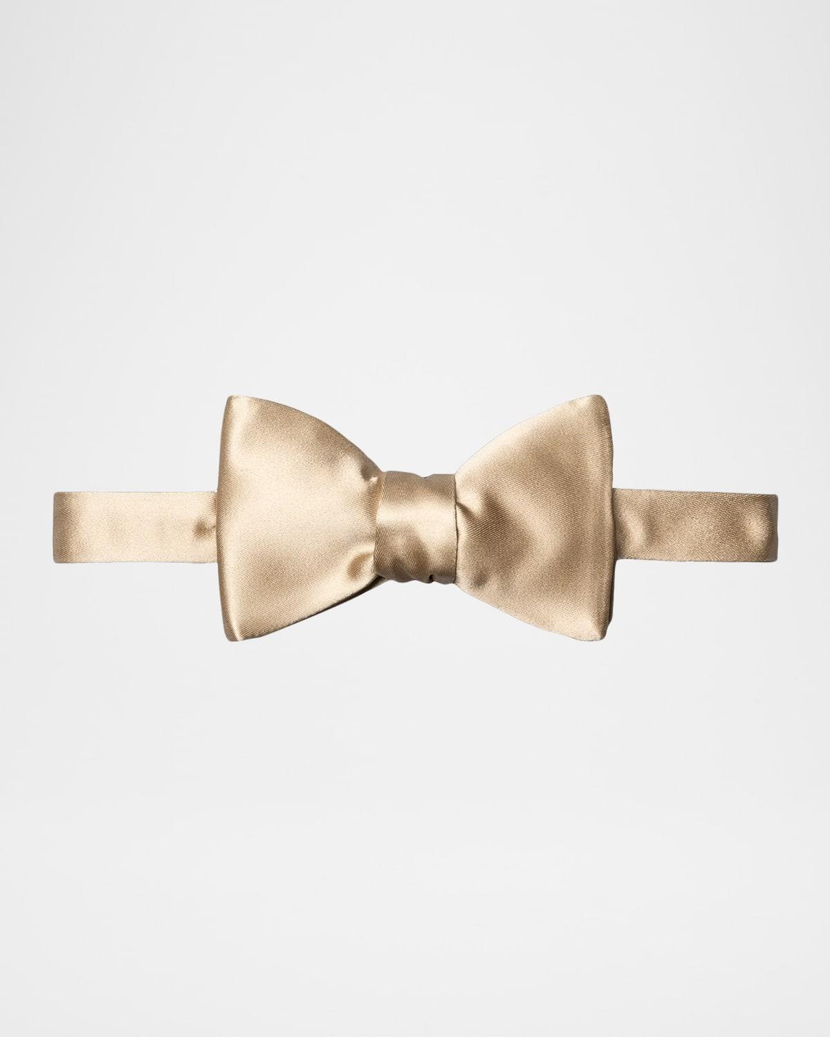 Mens Solid Silk Pre-Tied Bow Tie Product Image