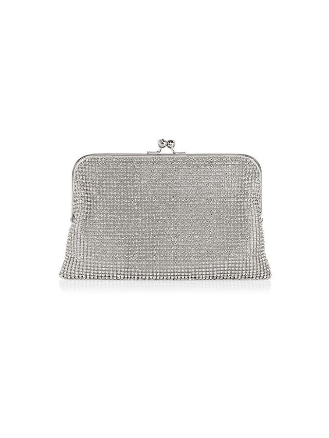 Womens Dimple Crystal Mesh Kiss-Lock Clutch Product Image