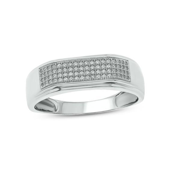 Men's 1/3 CT. T.w. Diamond Squared Wedding Band in 14K White Gold Product Image