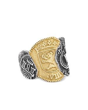 David Yurman Mens 18K Yellow Gold & Sterling Silver Shipwreck Coin Signet Ring Product Image