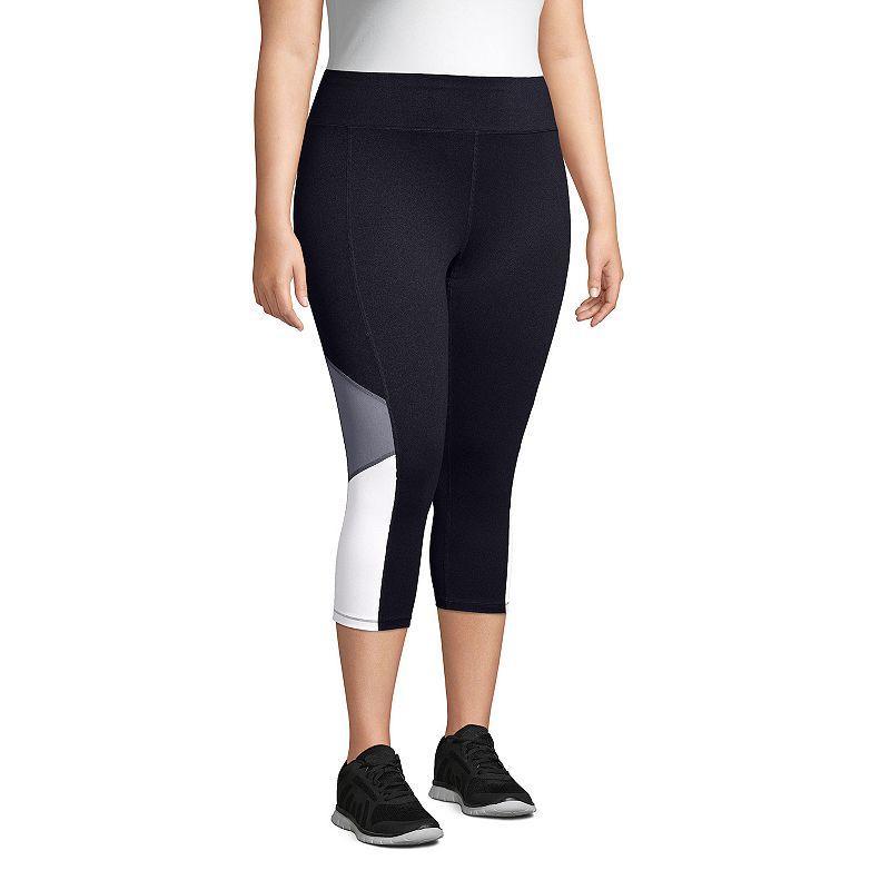 Hanes Just My Size Womens Active Colorblock Capris, 20 (Plus ) Black/Granite Heather/White 3X Product Image