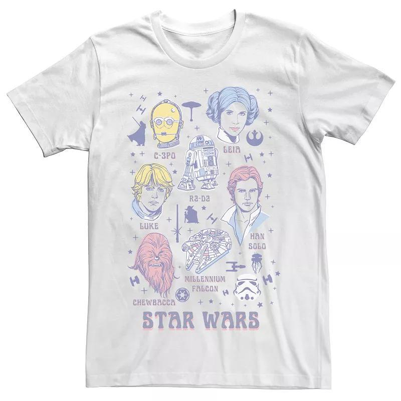 Mens Star Wars Original Cast Line Drawn Identification Chart Tee Product Image