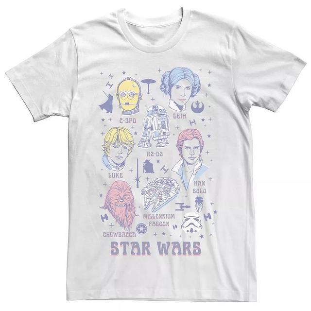 Mens Star Wars Original Cast Line Drawn Identification Chart Tee Product Image