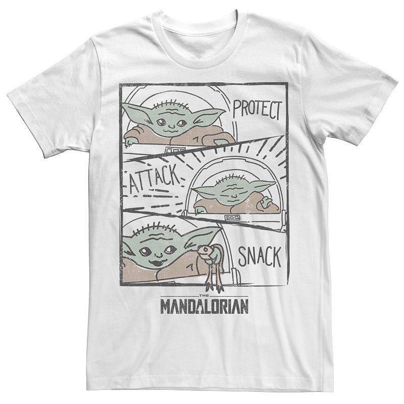 Mens Star Wars The Mandalorian The Child Aka Baby Yoda Protect Attack Snack Tee Product Image