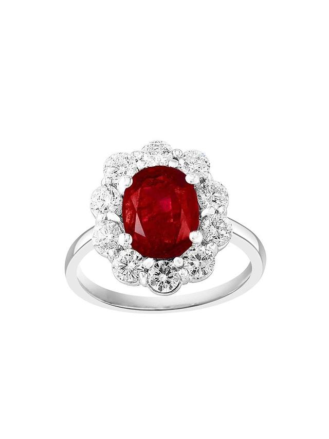 Womens 18K White Gold, Ruby & 1.18 TCW Diamond Ring Product Image