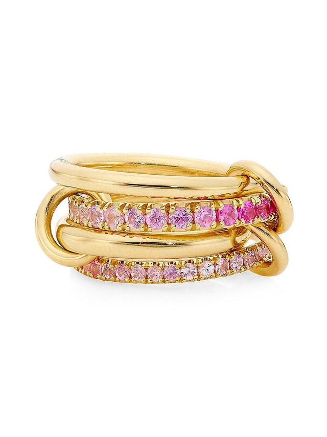 Womens Saks Ombr Exclusive 18K Yellow Gold & Pink Sapphire Linked Rings Product Image