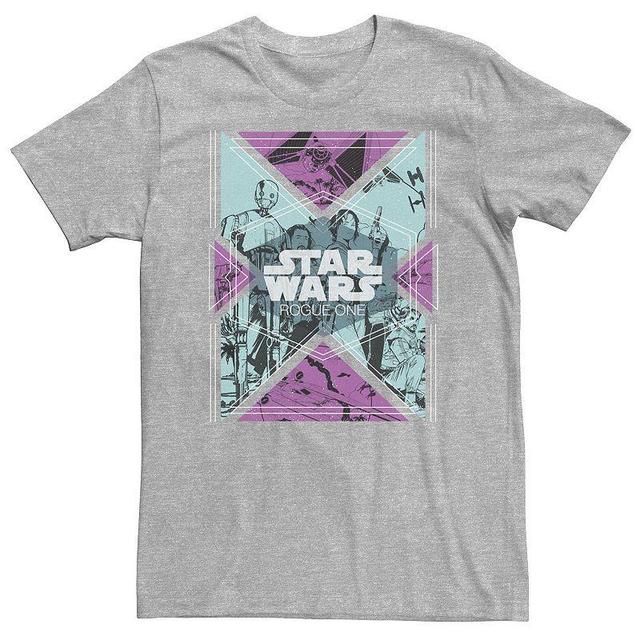 Big & Tall Star Wars Rouge One Group Shot Pastel Flag Poster Tee, Mens Athletic Grey Product Image