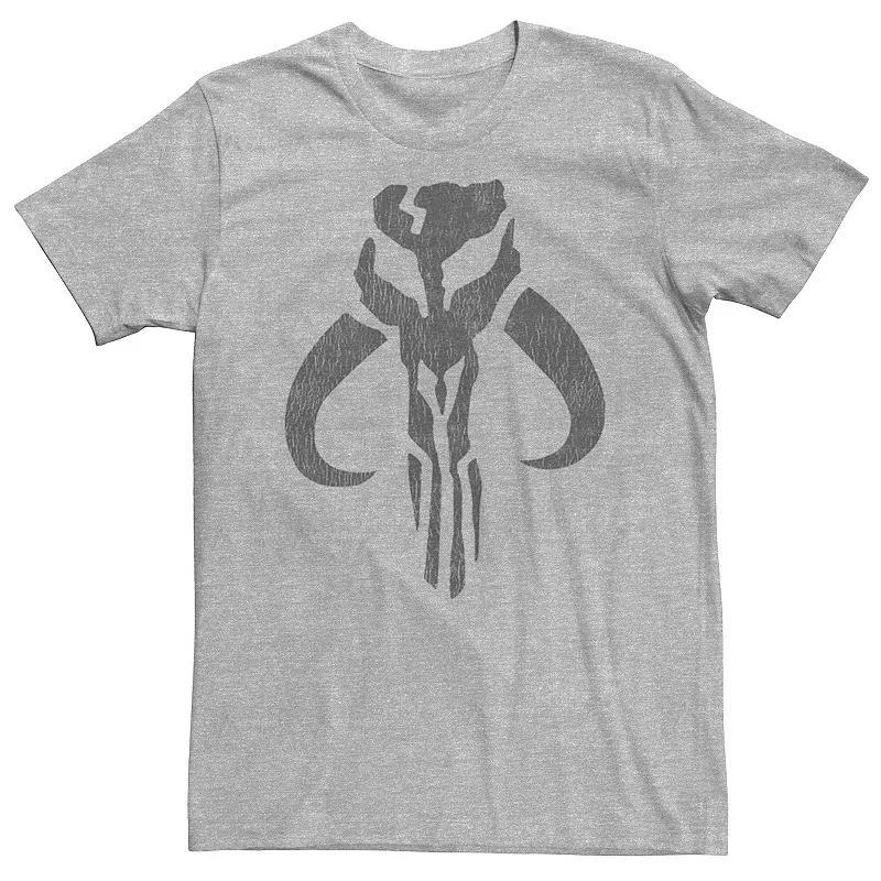 Mens Star Wars Mandalorian Skull Symbol Tee Athletic Grey Product Image