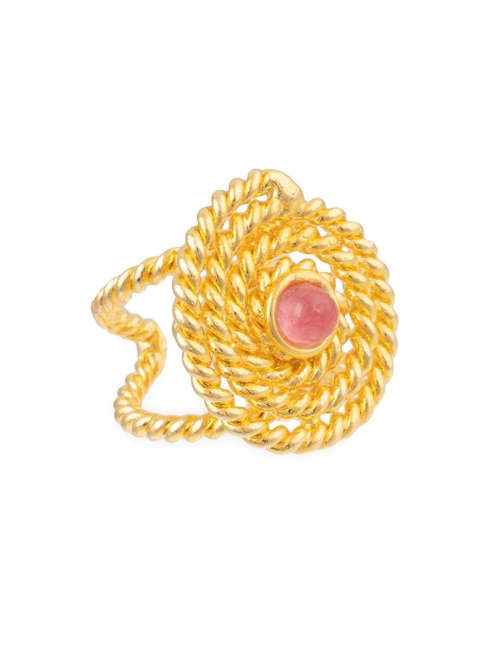 Womens Torsage 22K-Gold-Plated & Pink Jade Ring Product Image