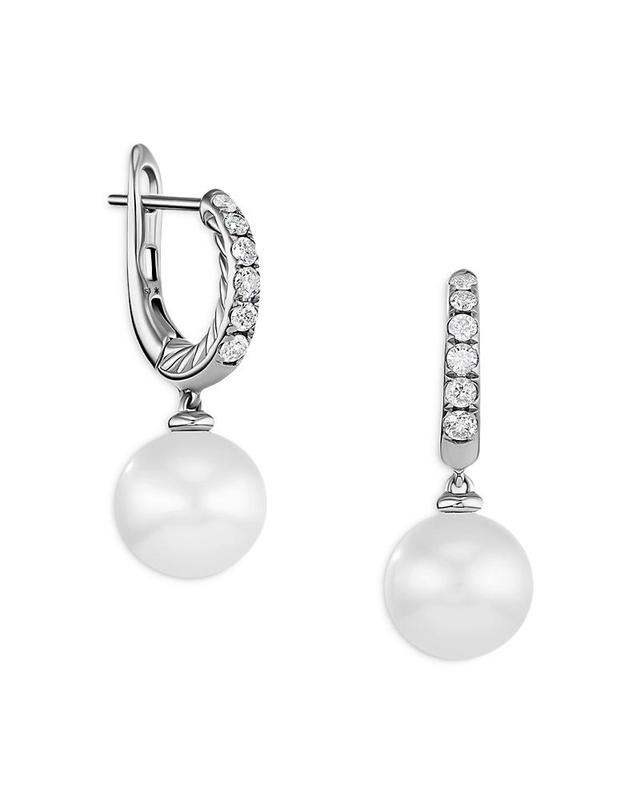 Womens Pearl And Pav Drop Earrings With Diamonds Product Image