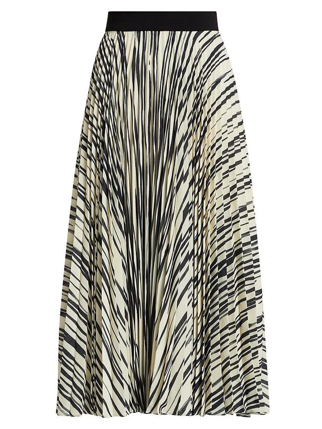 Proenza Schouler Variegated Stripe Sheer Pleated Midi Skirt Product Image