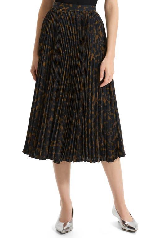 Womens Tortoise-Pirnt Pleated Midi-Skirt Product Image