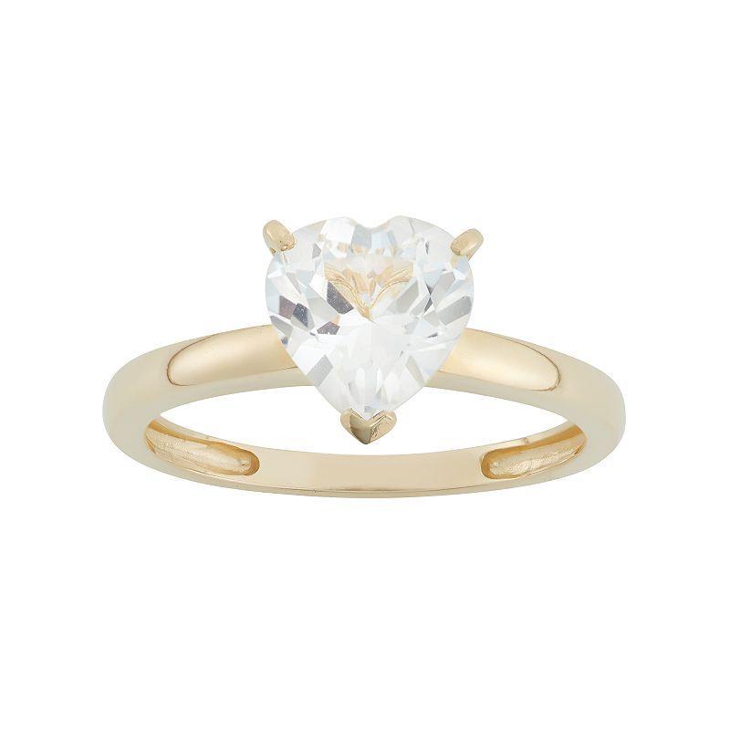 Designs by Gioelli Lab-Created White Sapphire 10k Gold Heart Ring, Womens Product Image