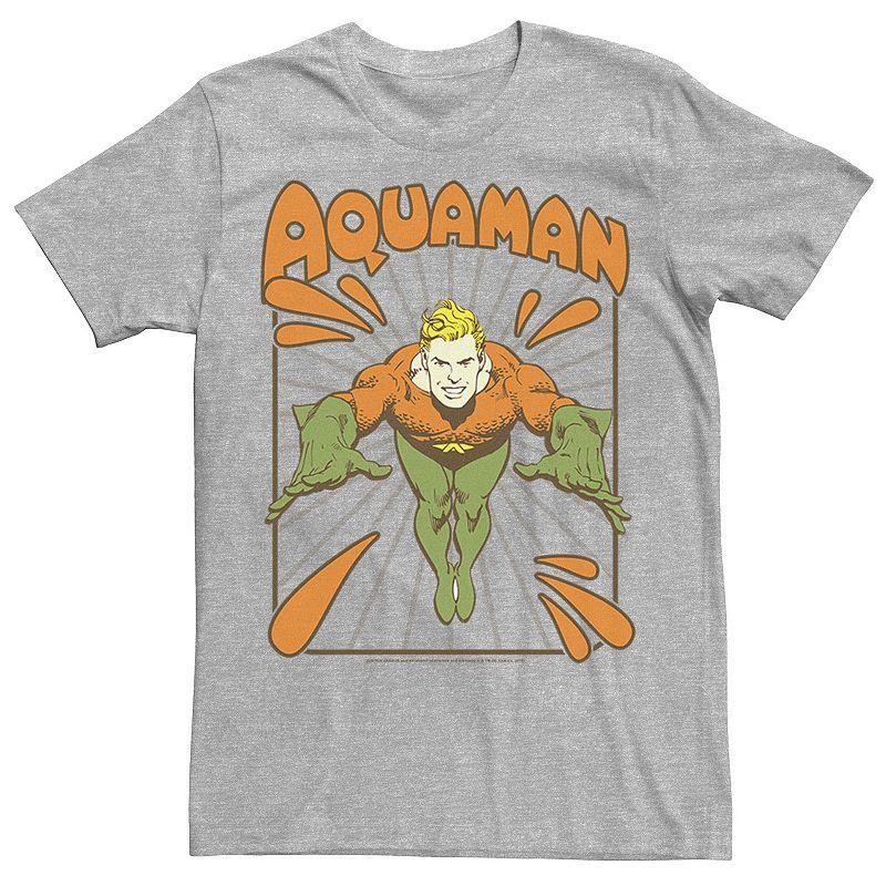 Mens DC Comics Aquaman Simple Text Logo Portrait Tee Athletic Grey Product Image