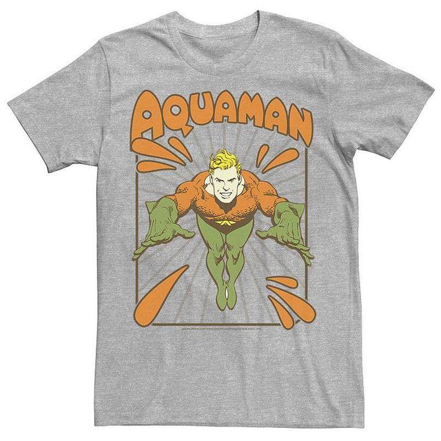 Mens DC Comics Aquaman Simple Text Logo Portrait Tee Athletic Grey Product Image