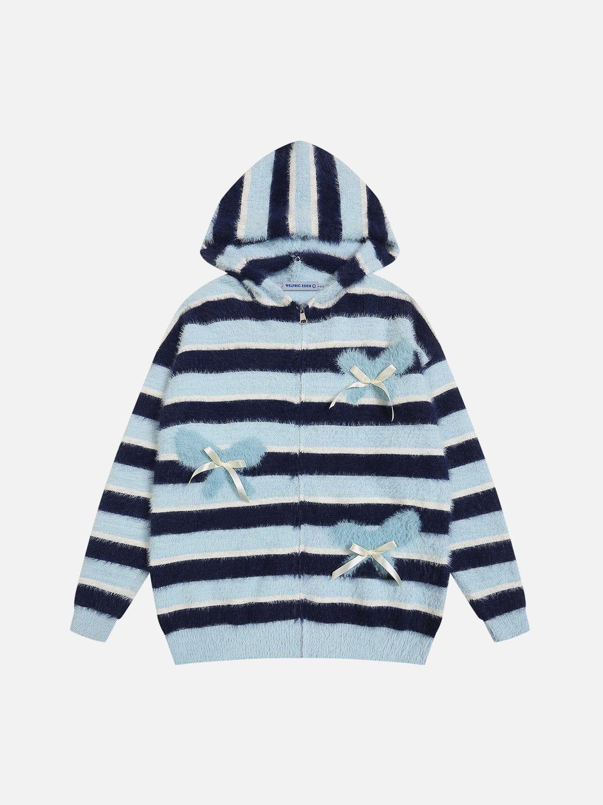 Aelfric Eden Bow Stripe Knit Zip Up Hoodie Product Image