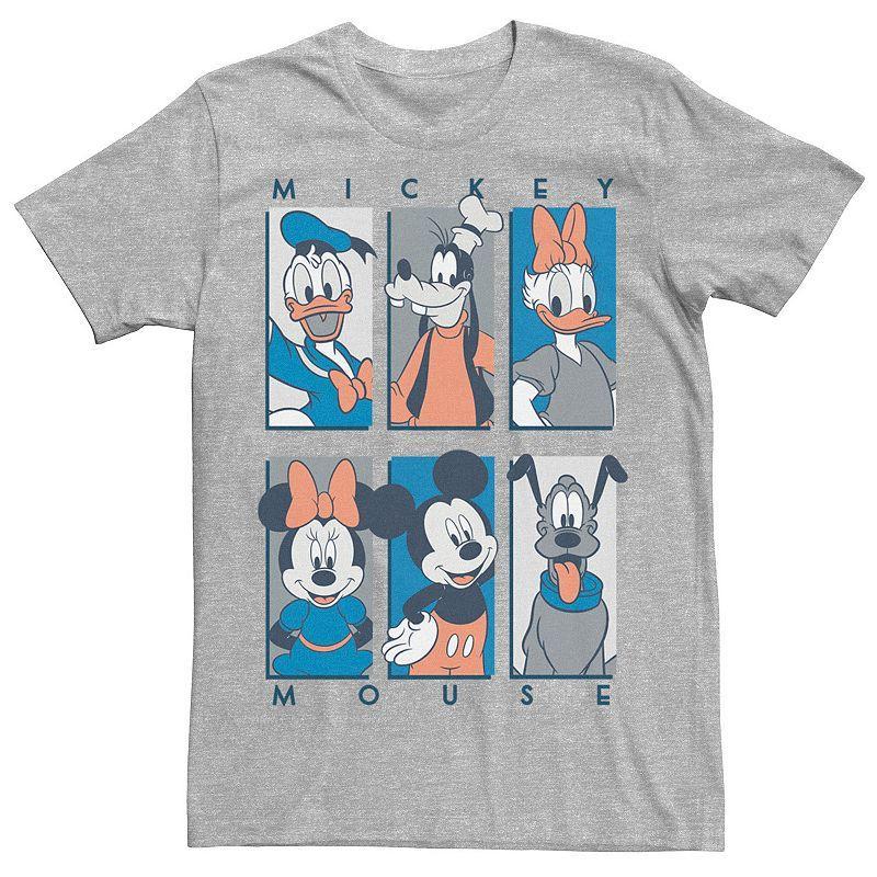 Disneys Mickey & Friends Character Panel Blue Mens Tee Athletic Grey Product Image