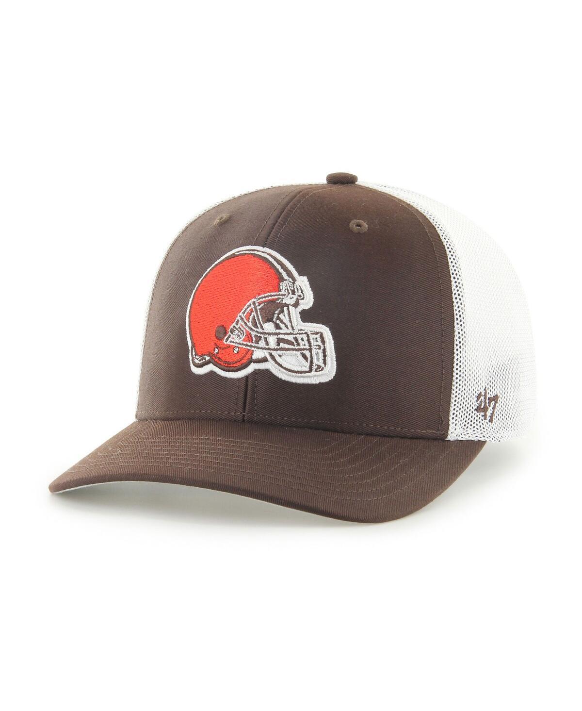 Mens 47 Brown/White Cleveland Browns Trophy Trucker Flex Hat Product Image