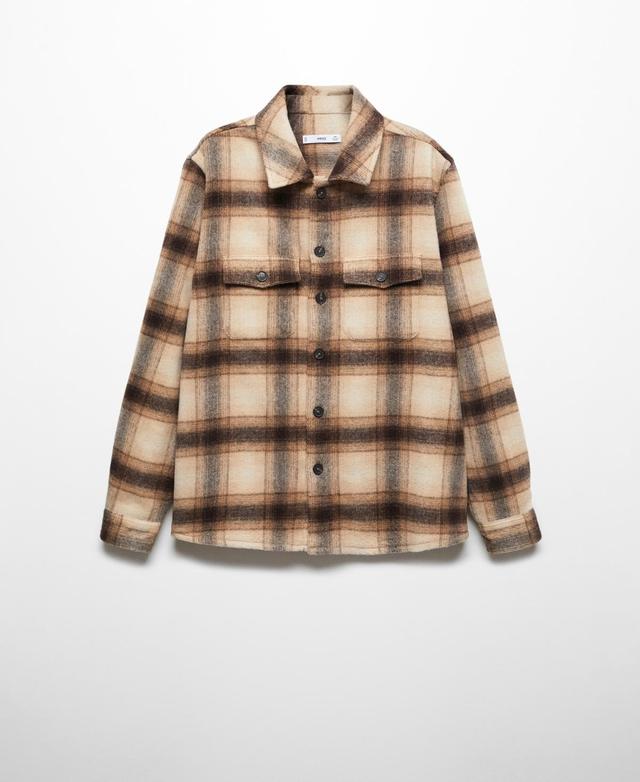 MANGO MAN - Check wool-blend overshirt brownMen Product Image