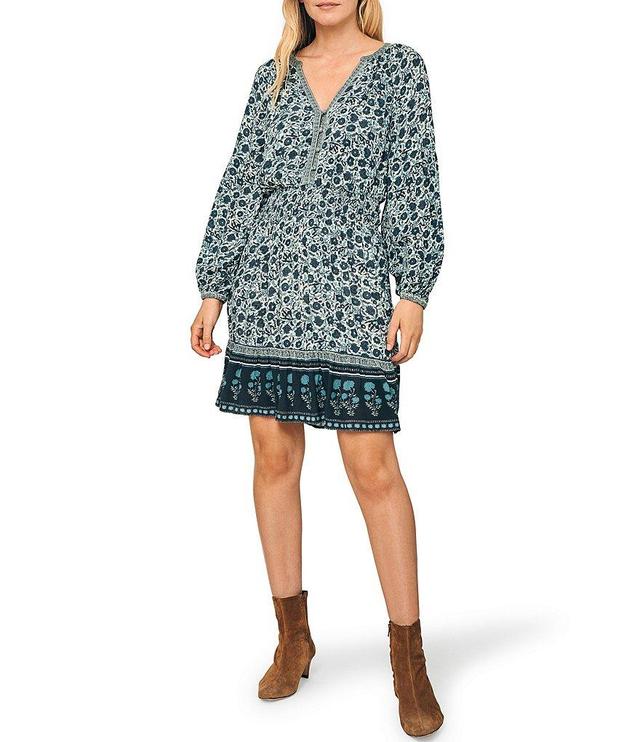 Faherty Montana Floral Print V-Neck Long Sleeve Blouson Dress Product Image