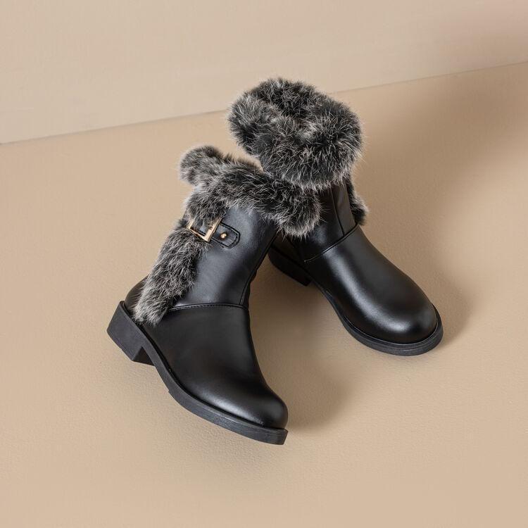 Faux Fur Buckled Short Boots Product Image