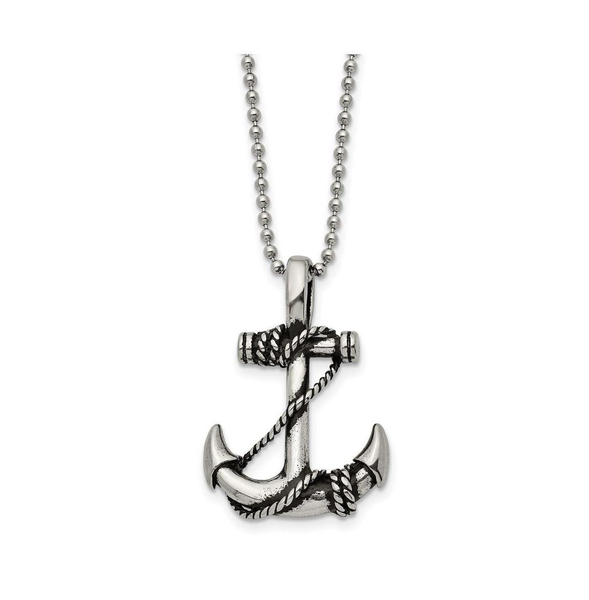 Chisel Antiqued Anchorite Rope Pendant Ball Chain Necklace Product Image