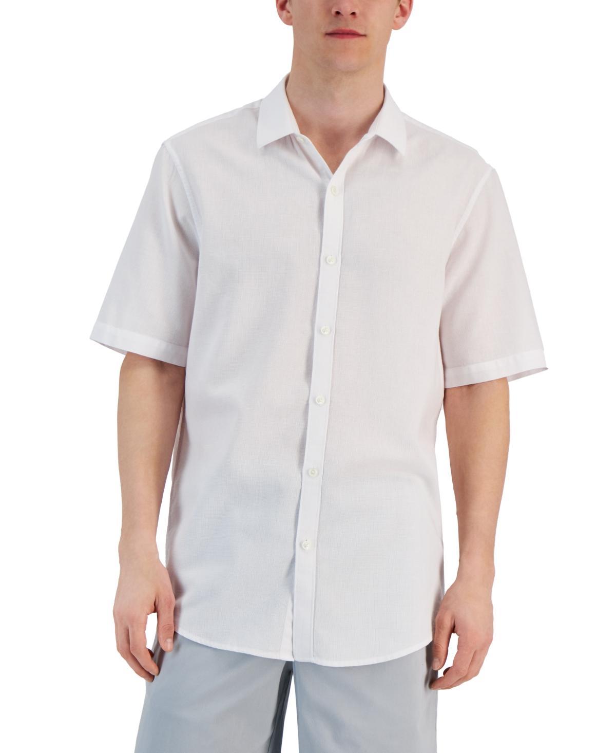 Alfani Mens Short-Sleeve Solid Textured Shirt, Created for Macys Product Image