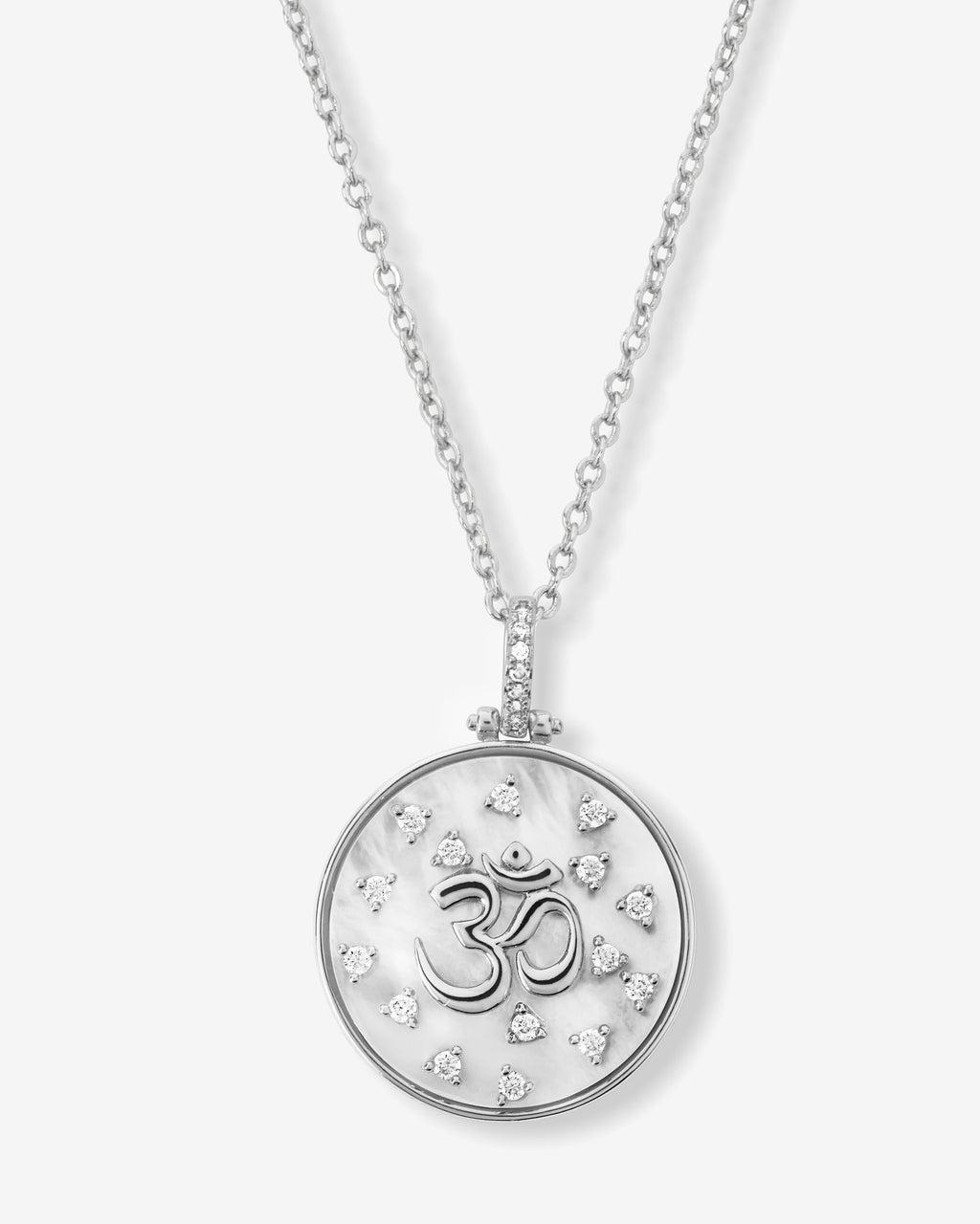 Om Medallion Necklace - Silver|White Diamondettes Product Image