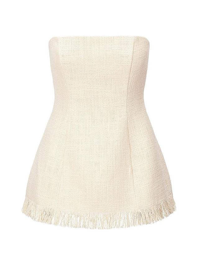 Silvia Strapless Frayed-Edge Textured Cotton Top Product Image