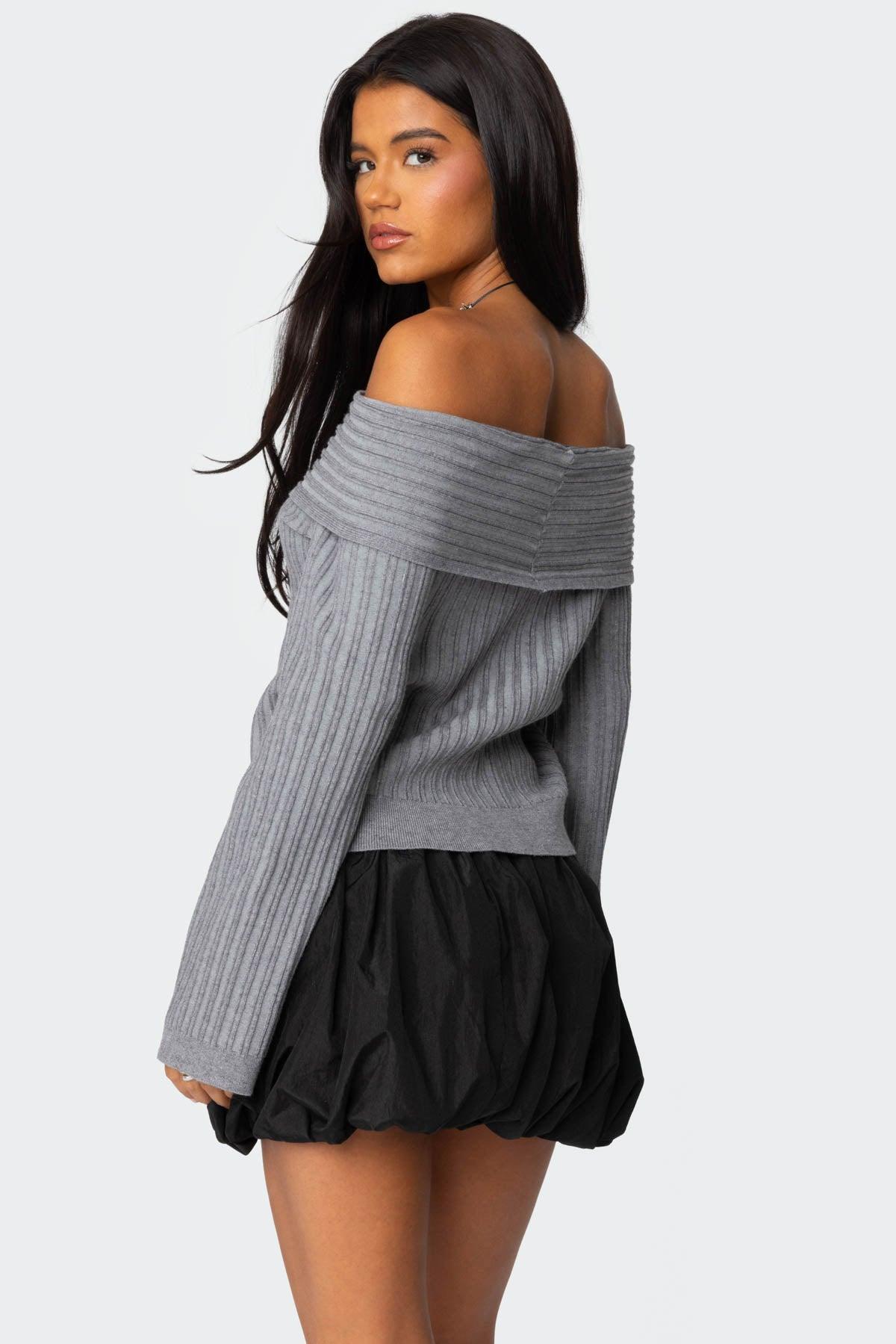 Brandy Fold Over Ribbed Sweater Product Image