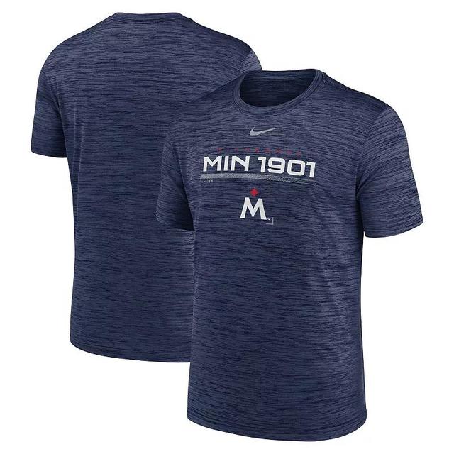 Mens Nike Minnesota Twins Wordmark Velocity Performance T-Shirt Blue Product Image