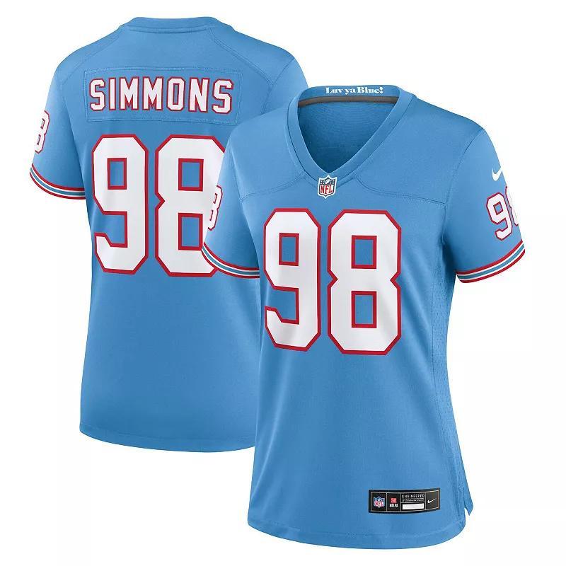 Womens Nike Jeffery Simmons Light Blue Tennessee Titans Oilers Throwback Alternate Game Player Jersey - Light Blue Product Image