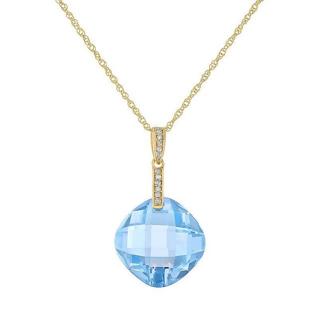 Tiara 14k Gold Gemstone & Diamond Accent Pendant Necklace, Womens Lab Cr Aquamarine Product Image