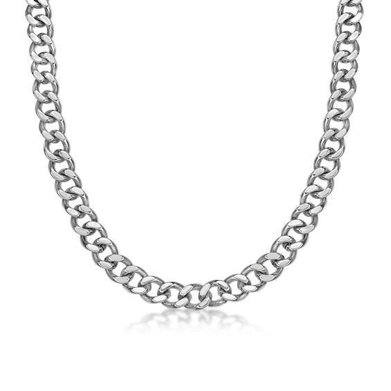 Men's 11.0mm Curb Chain Necklace in Solid Stainless Steel - 24" Product Image