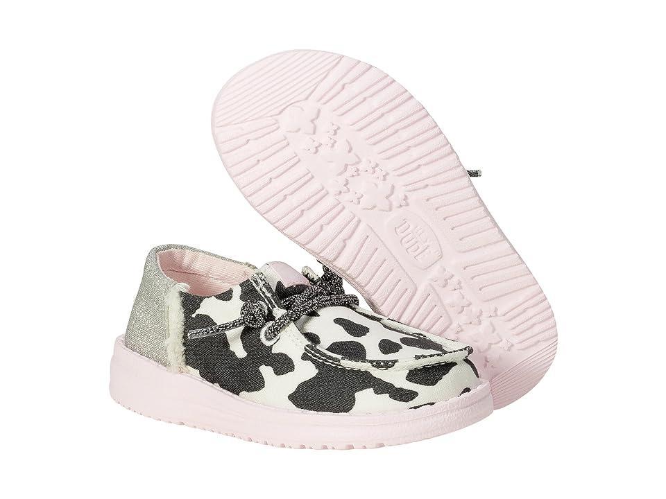 Hey Dude Kids Wendy Funk Cow (Toddler) Pink) Women's Flat Shoes Product Image