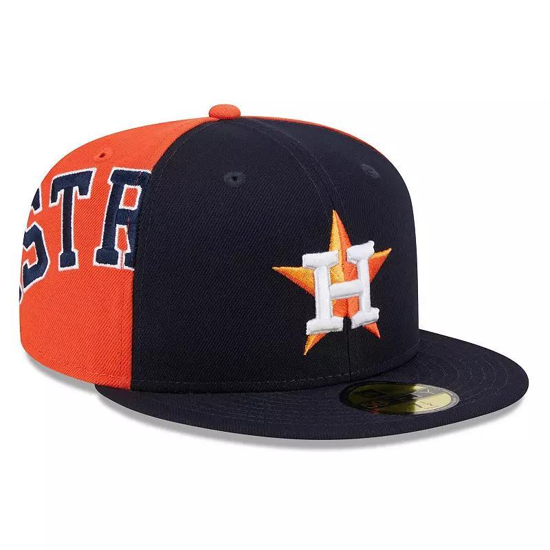 Mens New Era /Orange Houston Astros Gameday Sideswipe 59FIFTY Fitted Hat Blue Product Image