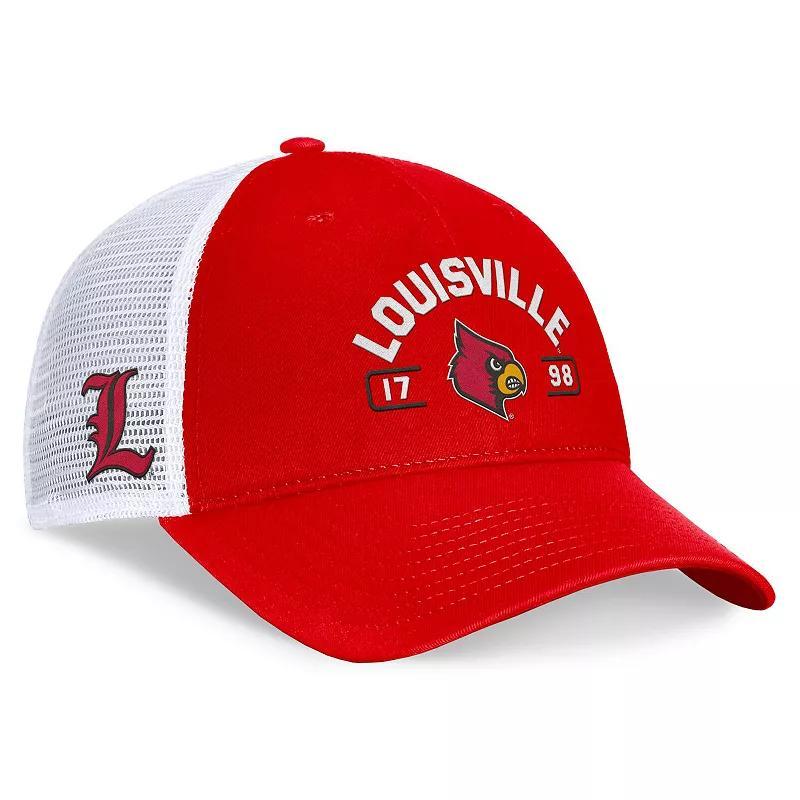 Mens Top of the World /White Louisville Cardinals Free Kick Trucker Adjustable Hat Product Image