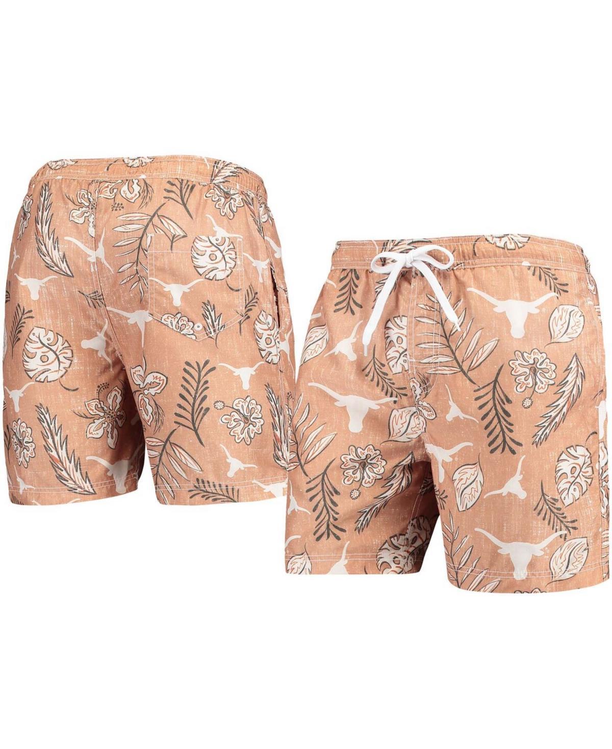 Mens Wes & Willy Texas Orange Texas Longhorns Vintage Floral Swim Trunks Product Image