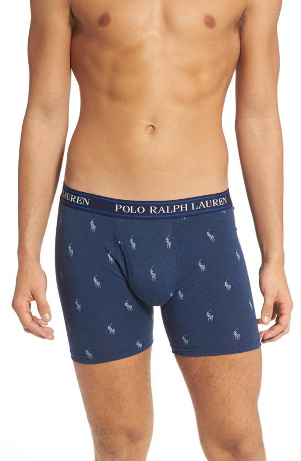 POLO RALPH LAUREN Stretch Cotton Boxer Briefs - Pack Of 3 In Blue Product Image