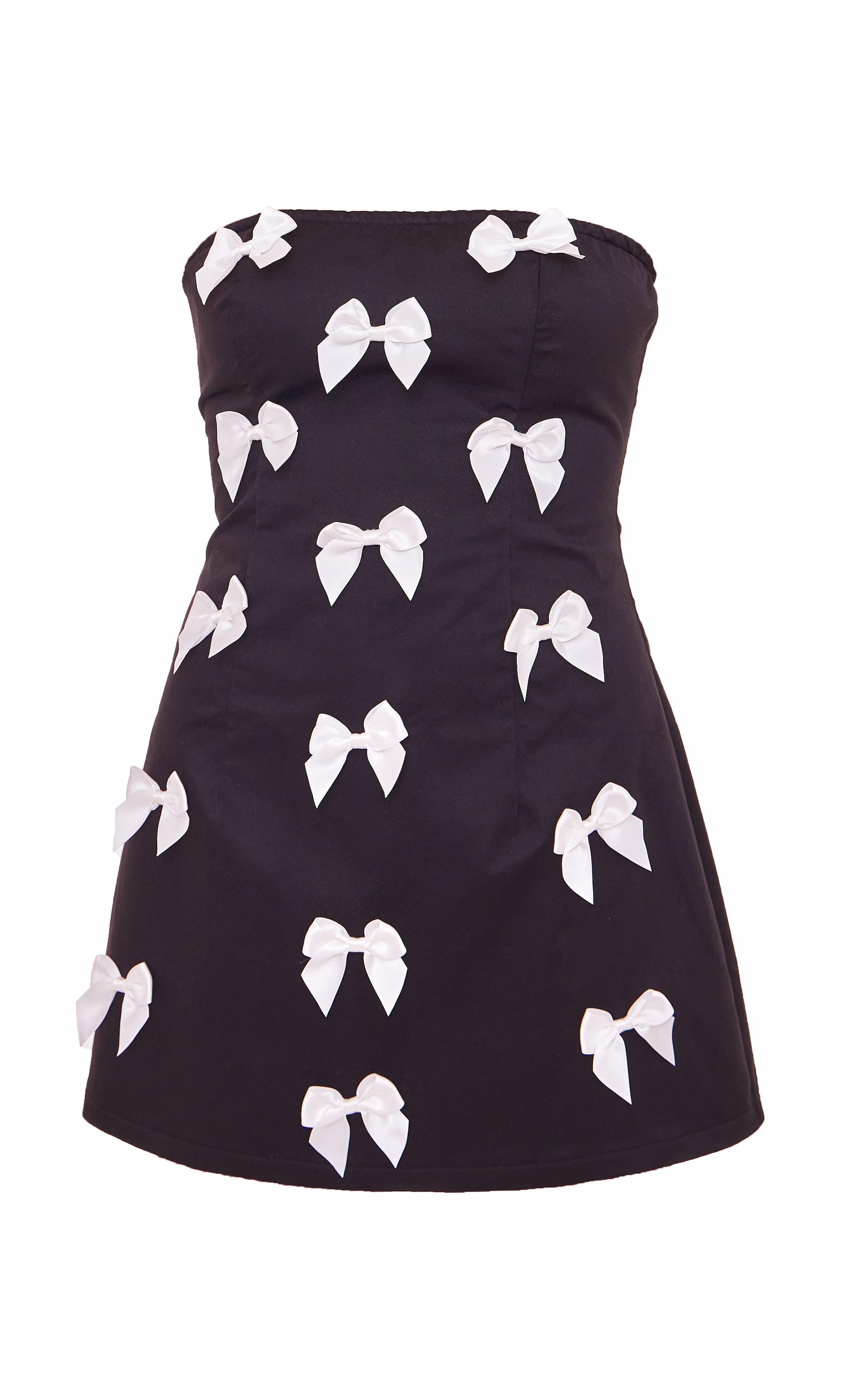 Black Woven Bow Detail Bandeau Shift Dress Product Image